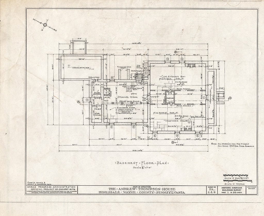 Blueprint HABS PA,64-Hond,1- (Sheet 1 of 50) - Andrew Thompson House, Honesdale, Wayne County, PA