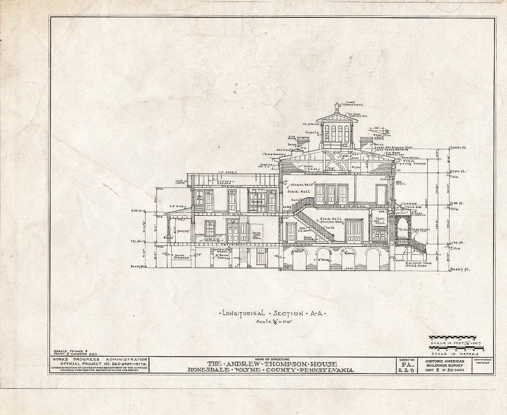 Blueprint HABS PA,64-Hond,1- (Sheet 5 of 50) - Andrew Thompson House, Honesdale, Wayne County, PA