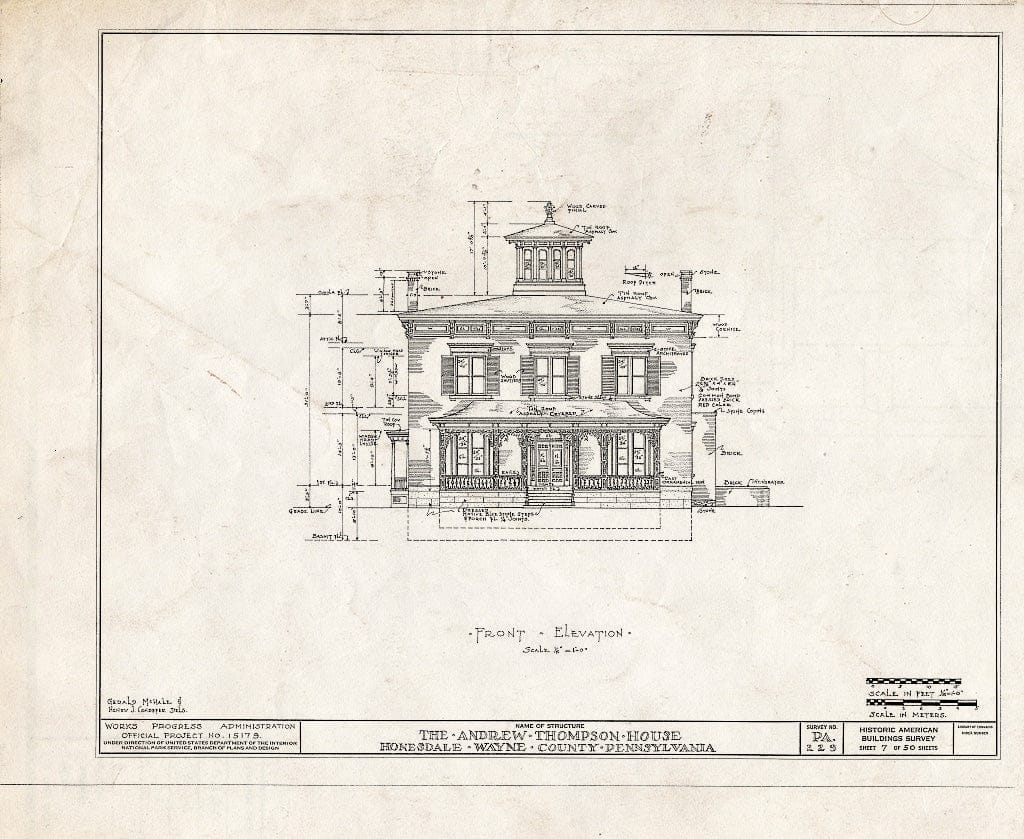 Blueprint HABS PA,64-Hond,1- (Sheet 7 of 50) - Andrew Thompson House, Honesdale, Wayne County, PA