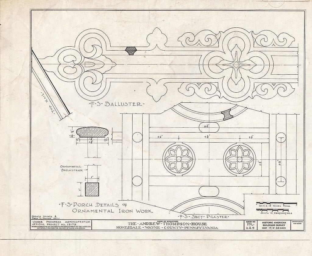 Blueprint HABS PA,64-Hond,1- (Sheet 19 of 50) - Andrew Thompson House, Honesdale, Wayne County, PA