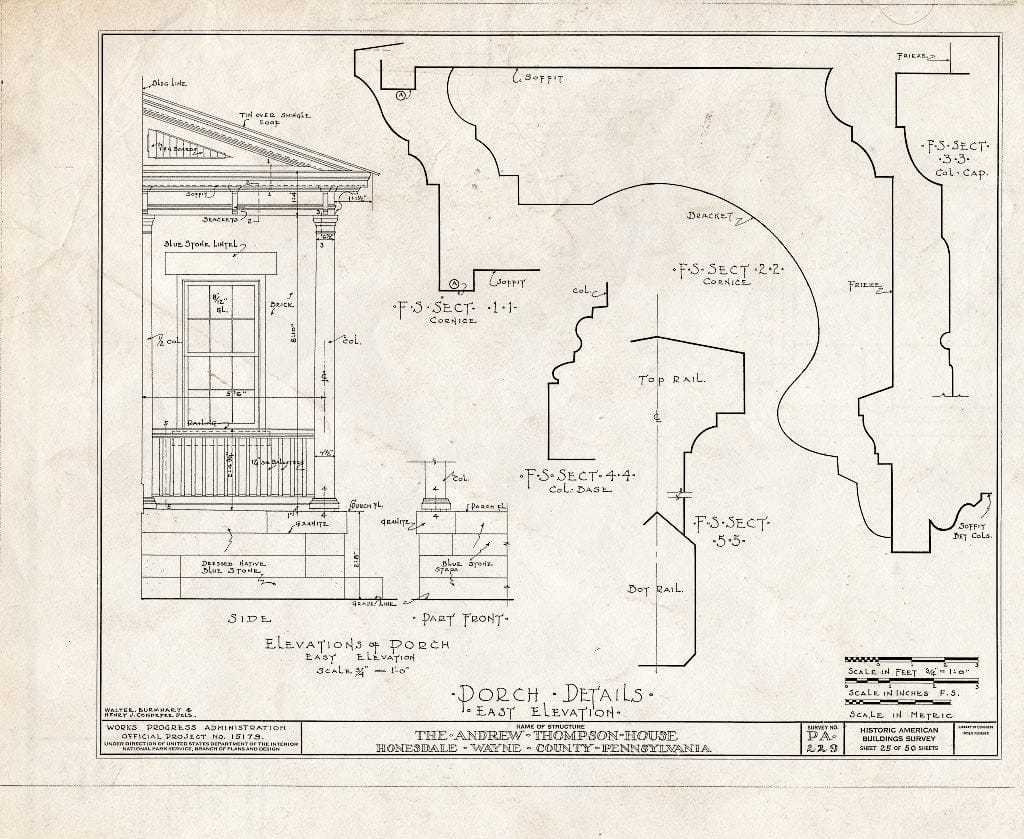 Blueprint HABS PA,64-Hond,1- (Sheet 25 of 50) - Andrew Thompson House, Honesdale, Wayne County, PA