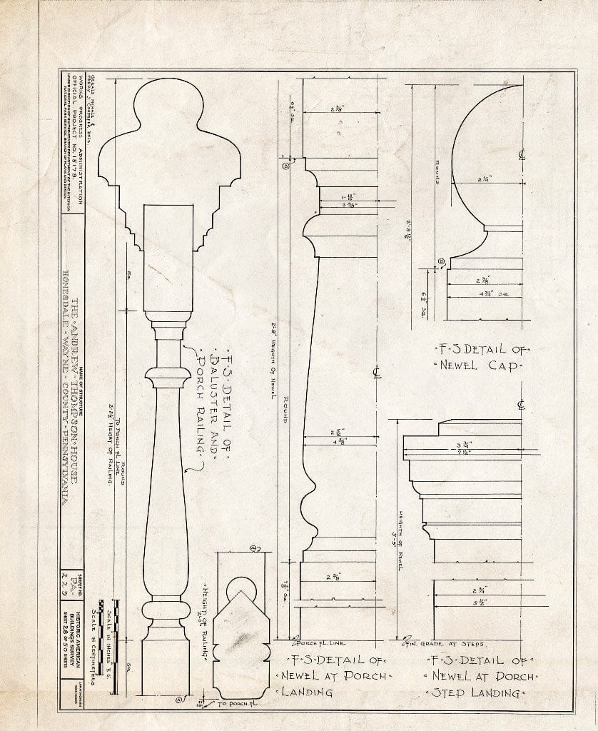 Blueprint HABS PA,64-Hond,1- (Sheet 28 of 50) - Andrew Thompson House, Honesdale, Wayne County, PA