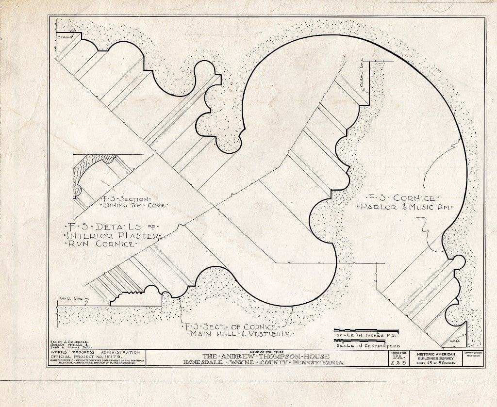 Blueprint HABS PA,64-Hond,1- (Sheet 45 of 50) - Andrew Thompson House, Honesdale, Wayne County, PA