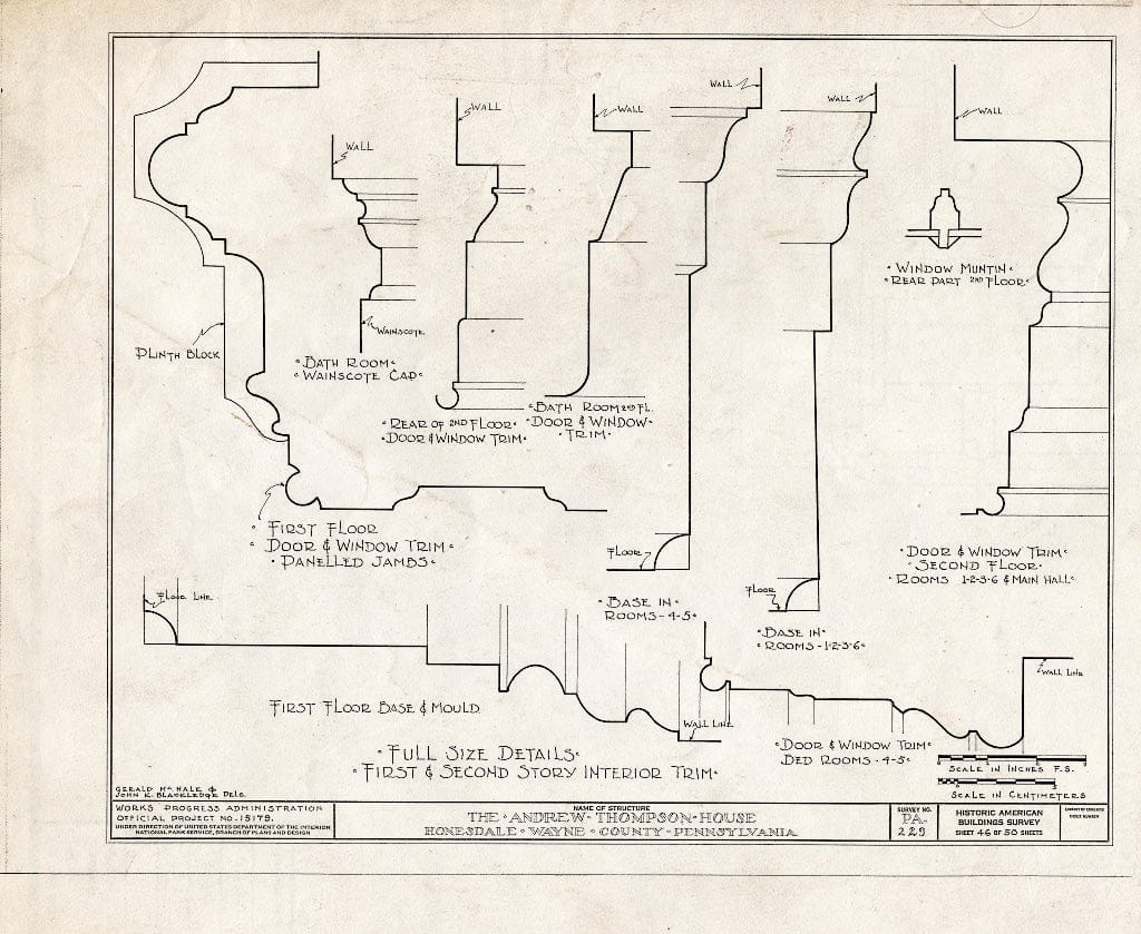 Blueprint HABS PA,64-Hond,1- (Sheet 46 of 50) - Andrew Thompson House, Honesdale, Wayne County, PA
