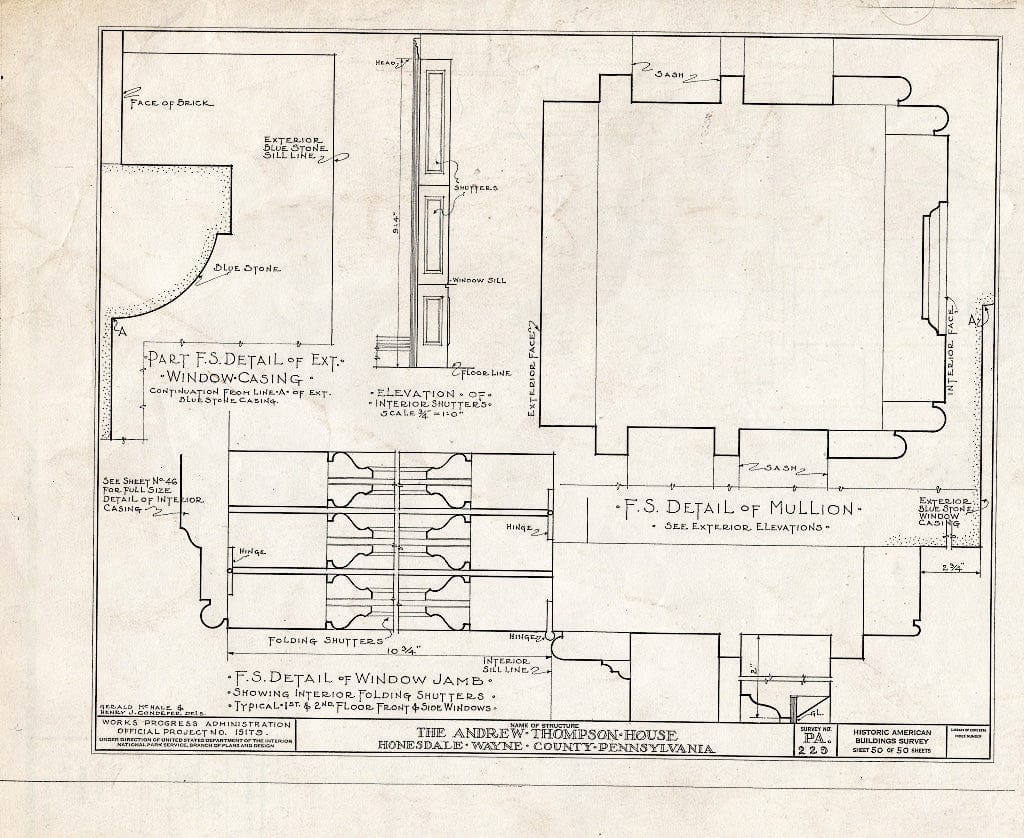 Blueprint HABS PA,64-Hond,1- (Sheet 50 of 50) - Andrew Thompson House, Honesdale, Wayne County, PA