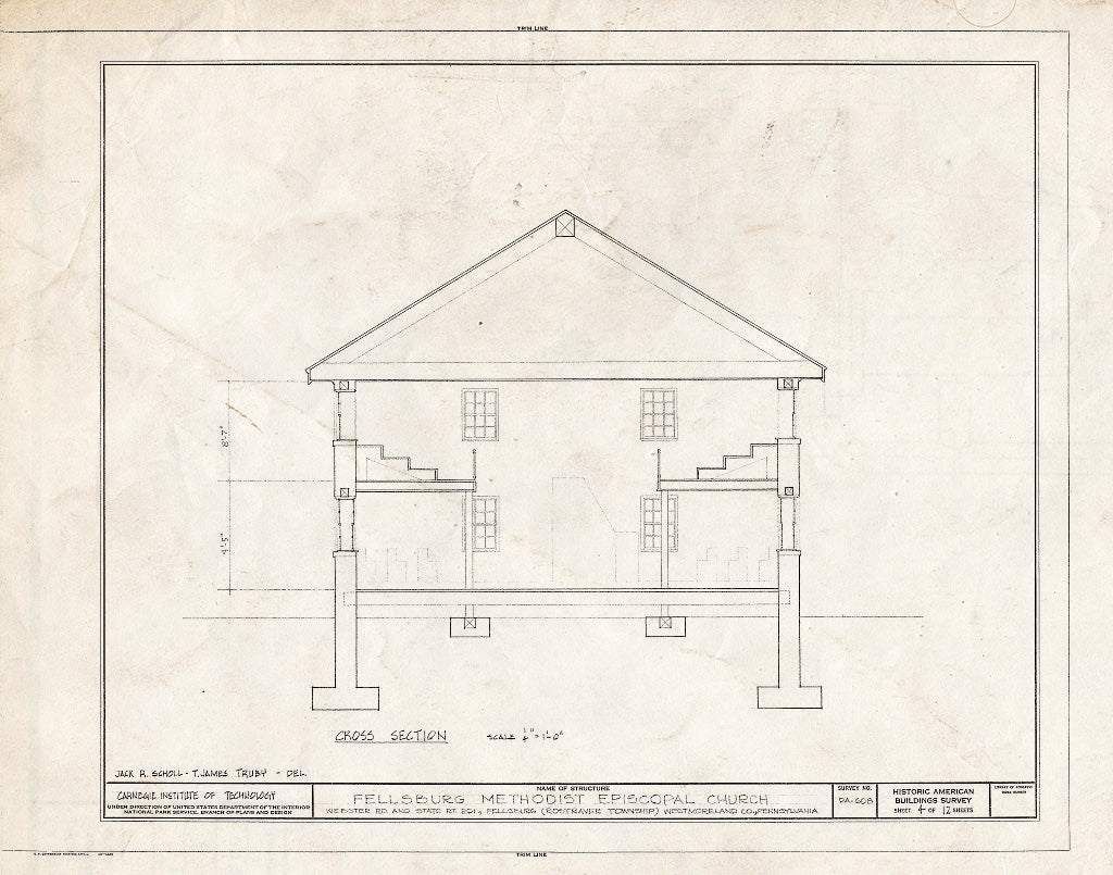 Blueprint HABS PA,65-FELB,1- (Sheet 4 of 12) - Fellsburg Methodist Episcopal Church, Webster Road & State Route 201 (Rostraver Township), Fellsburg, Westmoreland County, PA