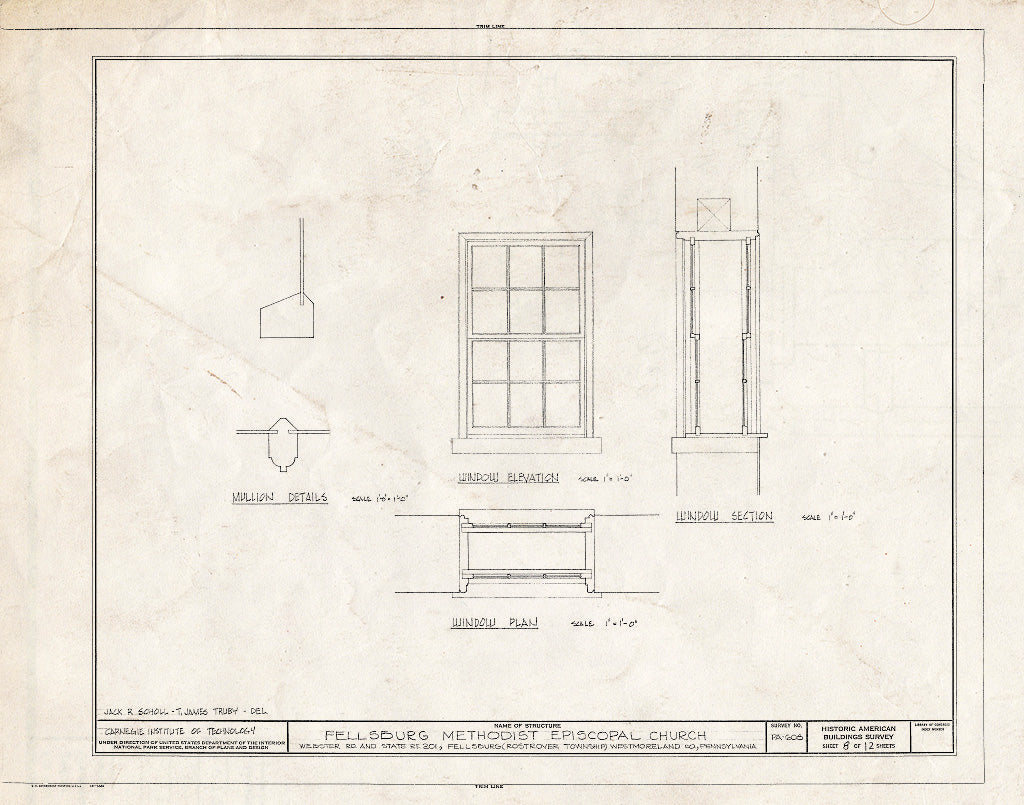 Blueprint HABS PA,65-FELB,1- (Sheet 8 of 12) - Fellsburg Methodist Episcopal Church, Webster Road & State Route 201 (Rostraver Township), Fellsburg, Westmoreland County, PA
