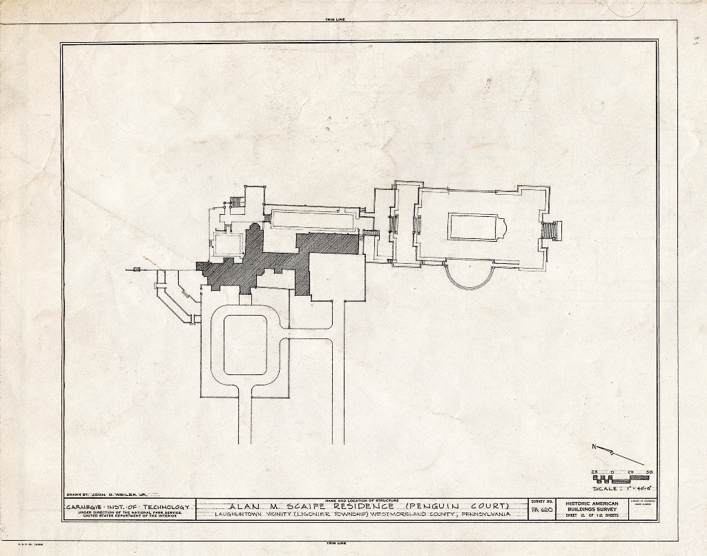 Blueprint HABS PA,65-LAULT.V,1- (Sheet 2 of 12) - Alan M. Scaife House, U.S. Route 30 (Ligonier Township), Laughlintown, Westmoreland County, PA