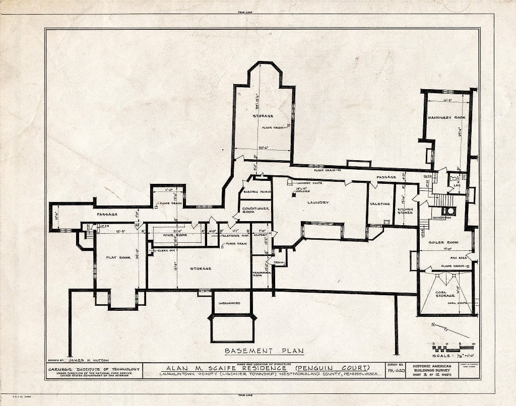 Blueprint HABS PA,65-LAULT.V,1- (Sheet 3 of 12) - Alan M. Scaife House, U.S. Route 30 (Ligonier Township), Laughlintown, Westmoreland County, PA