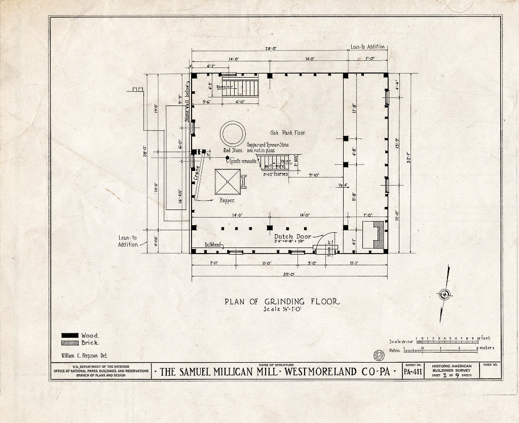 Blueprint HABS PA,65-MILTO,1- (Sheet 2 of 9) - Samuel Milligan Mill, Little Pucketos Creek, New Kensington, Westmoreland County, PA
