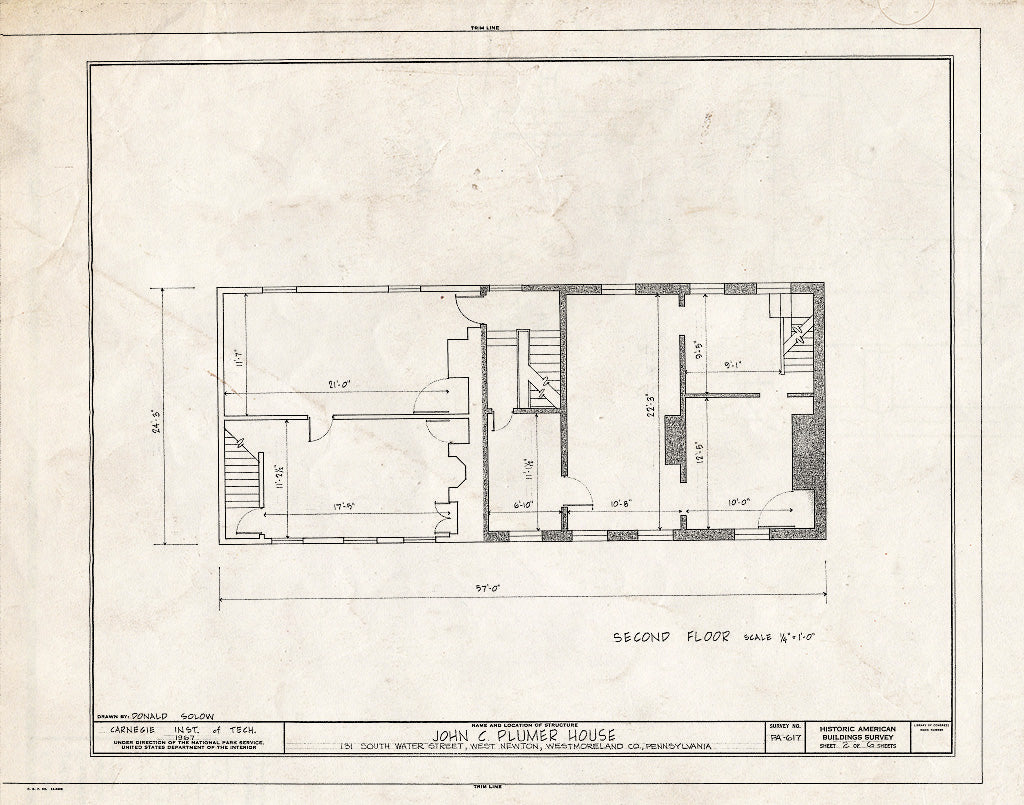 Blueprint HABS PA,65-NEWTW,1- (Sheet 2 of 6) - John C. Plumer House, 131 South Water Street, West Newton, Westmoreland County, PA
