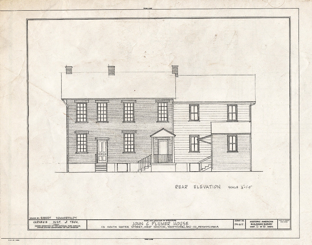 Blueprint HABS PA,65-NEWTW,1- (Sheet 5 of 6) - John C. Plumer House, 131 South Water Street, West Newton, Westmoreland County, PA