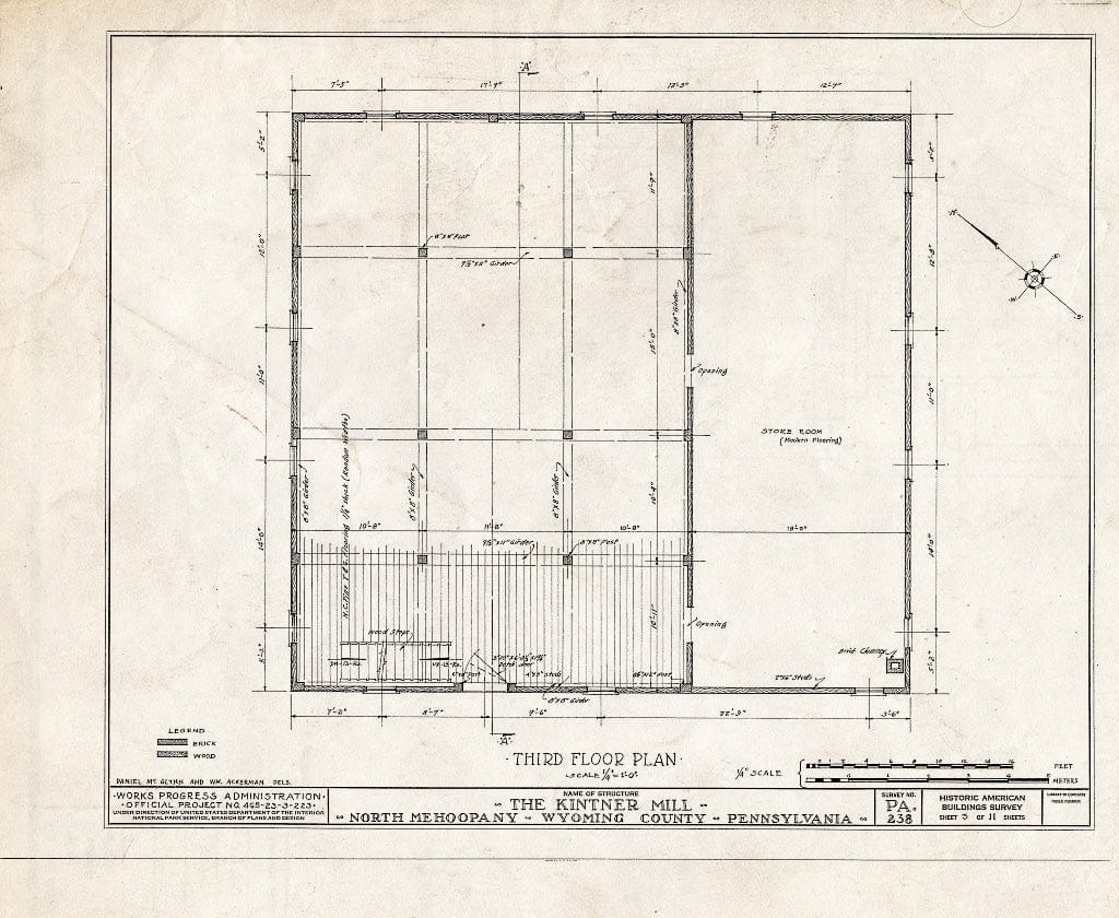 Blueprint HABS PA,66-MEHOPN,1- (Sheet 3 of 11) - Kintner Mill, North Mehoopany, Wyoming County, PA