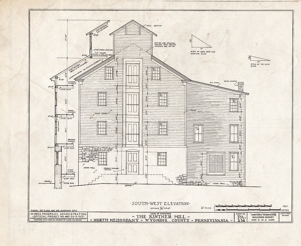 Blueprint HABS PA,66-MEHOPN,1- (Sheet 6 of 11) - Kintner Mill, North Mehoopany, Wyoming County, PA
