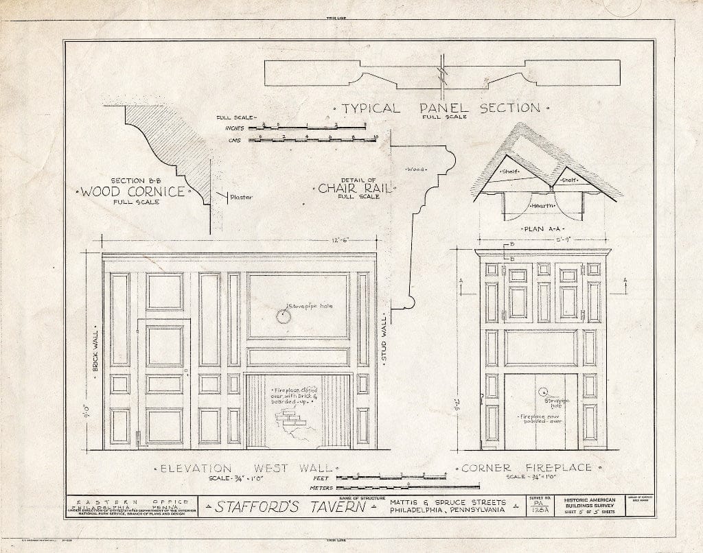 Blueprint HABS PA,51-Phila,276A- (Sheet 5 of 5) - Stafford's Tavern, Spruce & Mattis Streets, Philadelphia, Philadelphia County, PA