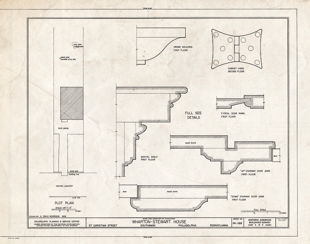 Blueprint HABS PA,51-Phila,382- (Sheet 5 of 5) - Wharton-Stewart House, 27 Christian Street, Philadelphia, Philadelphia County, PA