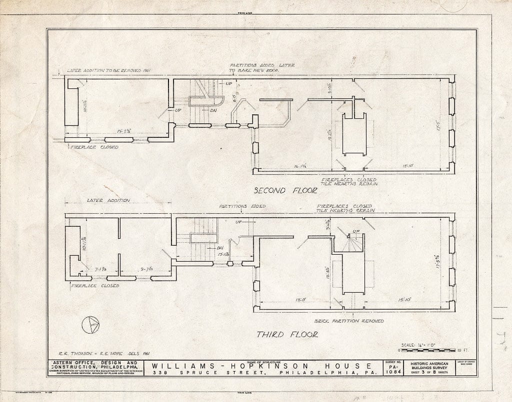 Blueprint HABS PA,51-Phila,266- (Sheet 3 of 8) - Williams-Hopkinson House, 338 Spruce Street, Philadelphia, Philadelphia County, PA