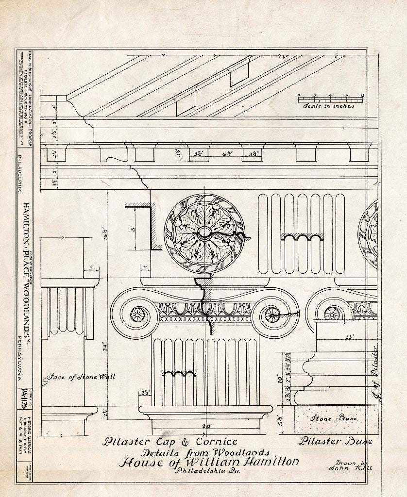 Blueprint HABS PA,51-Phila,29- (Sheet 6 of 18) - The Woodlands, 4000 Woodlands Avenue, Philadelphia, Philadelphia County, PA