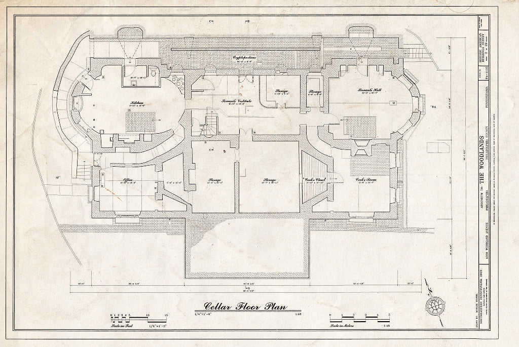 Blueprint HABS PA,51-Phila,29- (Sheet 2 of 29) - The Woodlands, 4000 Woodlands Avenue, Philadelphia, Philadelphia County, PA