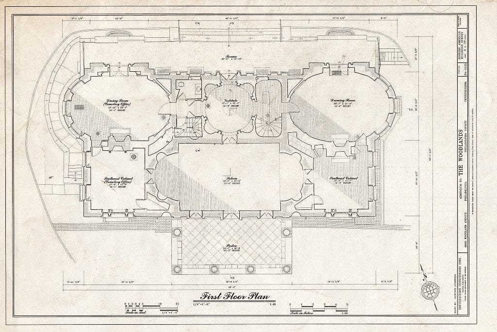 Blueprint HABS PA,51-Phila,29- (Sheet 3 of 29) - The Woodlands, 4000 Woodlands Avenue, Philadelphia, Philadelphia County, PA