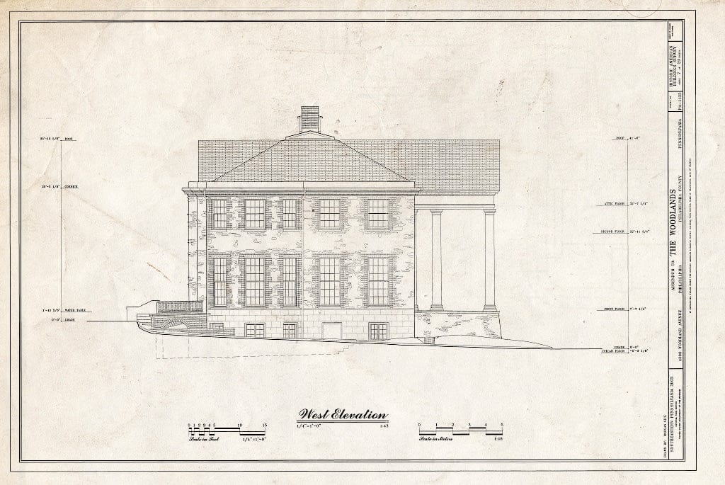 Blueprint HABS PA,51-Phila,29- (Sheet 7 of 29) - The Woodlands, 4000 Woodlands Avenue, Philadelphia, Philadelphia County, PA