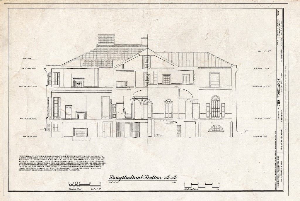 Blueprint HABS PA,51-Phila,29- (Sheet 8 of 29) - The Woodlands, 4000 Woodlands Avenue, Philadelphia, Philadelphia County, PA