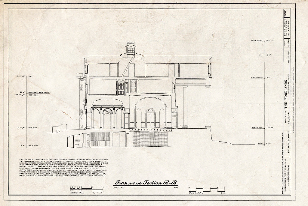 Blueprint HABS PA,51-Phila,29- (Sheet 9 of 29) - The Woodlands, 4000 Woodlands Avenue, Philadelphia, Philadelphia County, PA