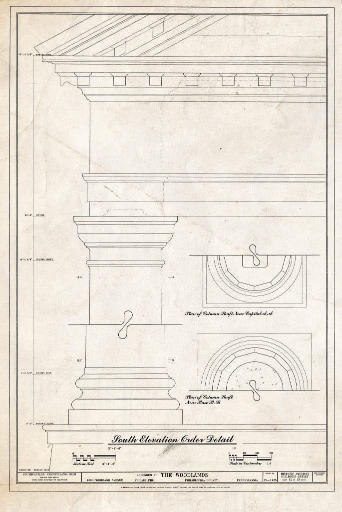 Blueprint HABS PA,51-Phila,29- (Sheet 12 of 29) - The Woodlands, 4000 Woodlands Avenue, Philadelphia, Philadelphia County, PA