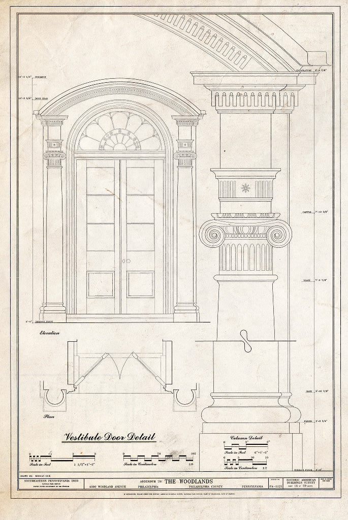 Blueprint HABS PA,51-Phila,29- (Sheet 14 of 29) - The Woodlands, 4000 Woodlands Avenue, Philadelphia, Philadelphia County, PA