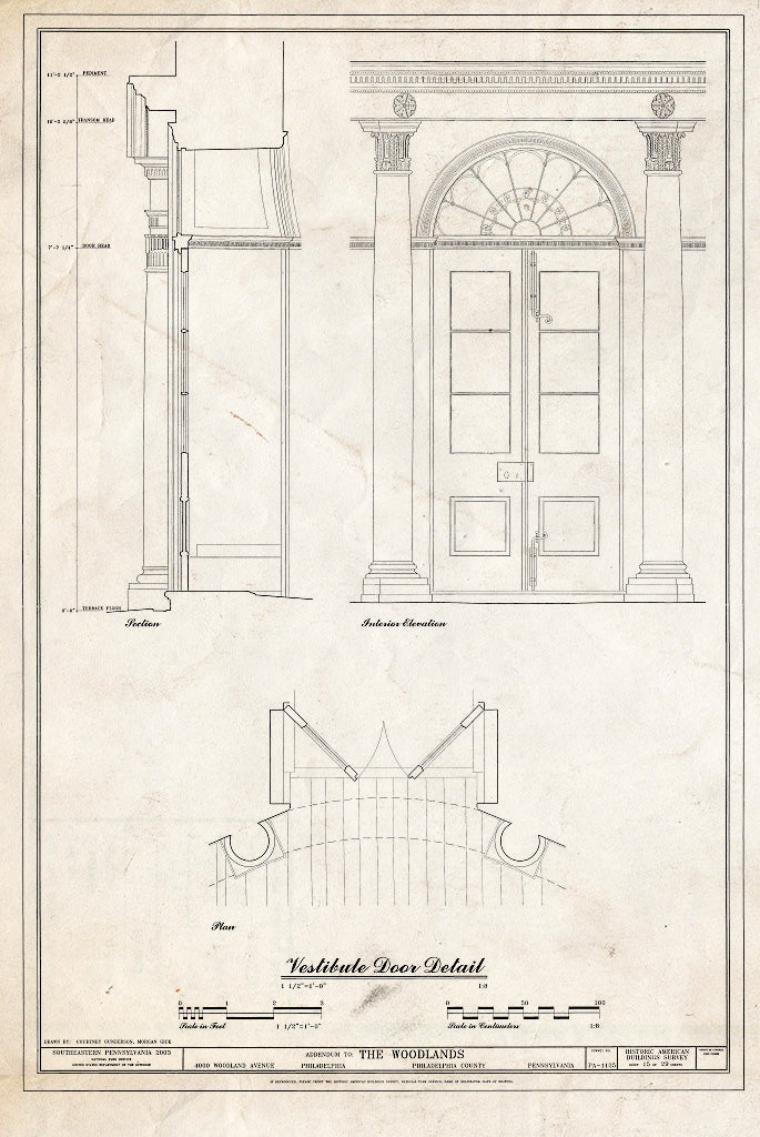 Blueprint HABS PA,51-Phila,29- (Sheet 15 of 29) - The Woodlands, 4000 Woodlands Avenue, Philadelphia, Philadelphia County, PA