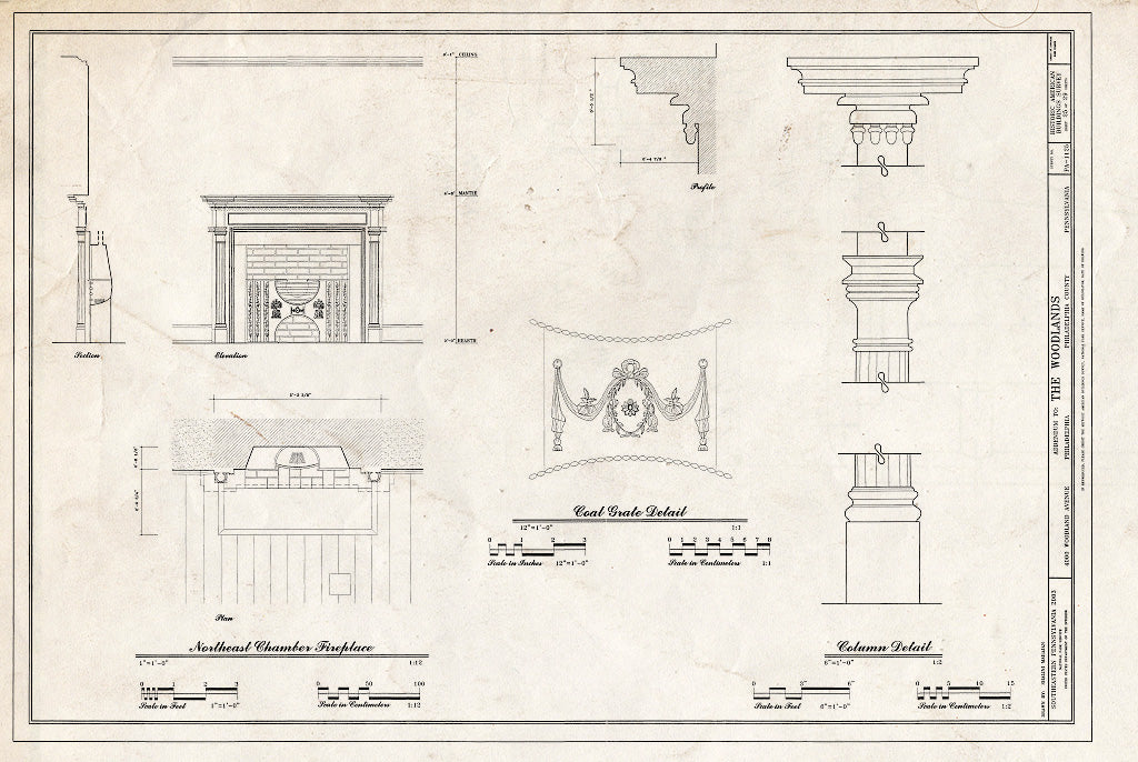 Blueprint HABS PA,51-Phila,29- (Sheet 25 of 29) - The Woodlands, 4000 Woodlands Avenue, Philadelphia, Philadelphia County, PA