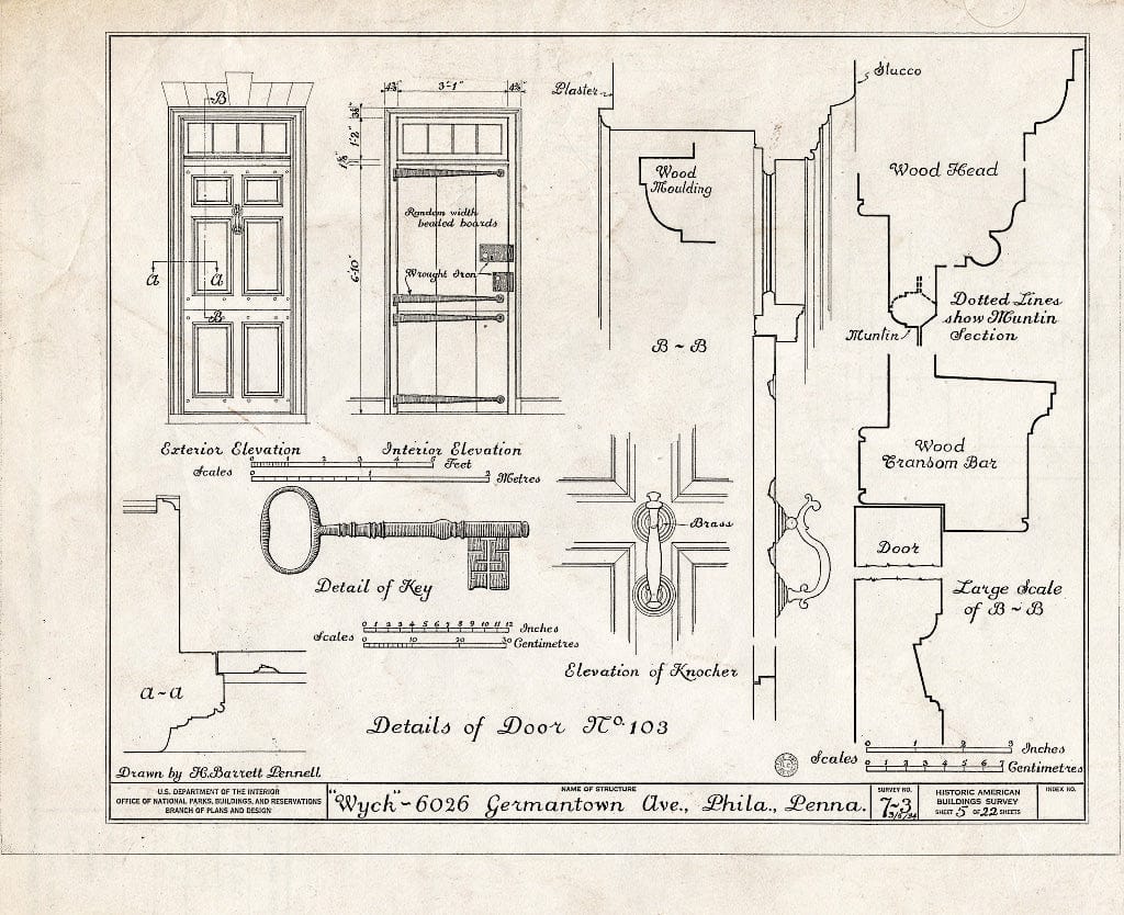 Blueprint HABS PA,51-Germ,46- (Sheet 5 of 22) - Wyck, 6026 Germantown Avenue, Philadelphia, Philadelphia County, PA