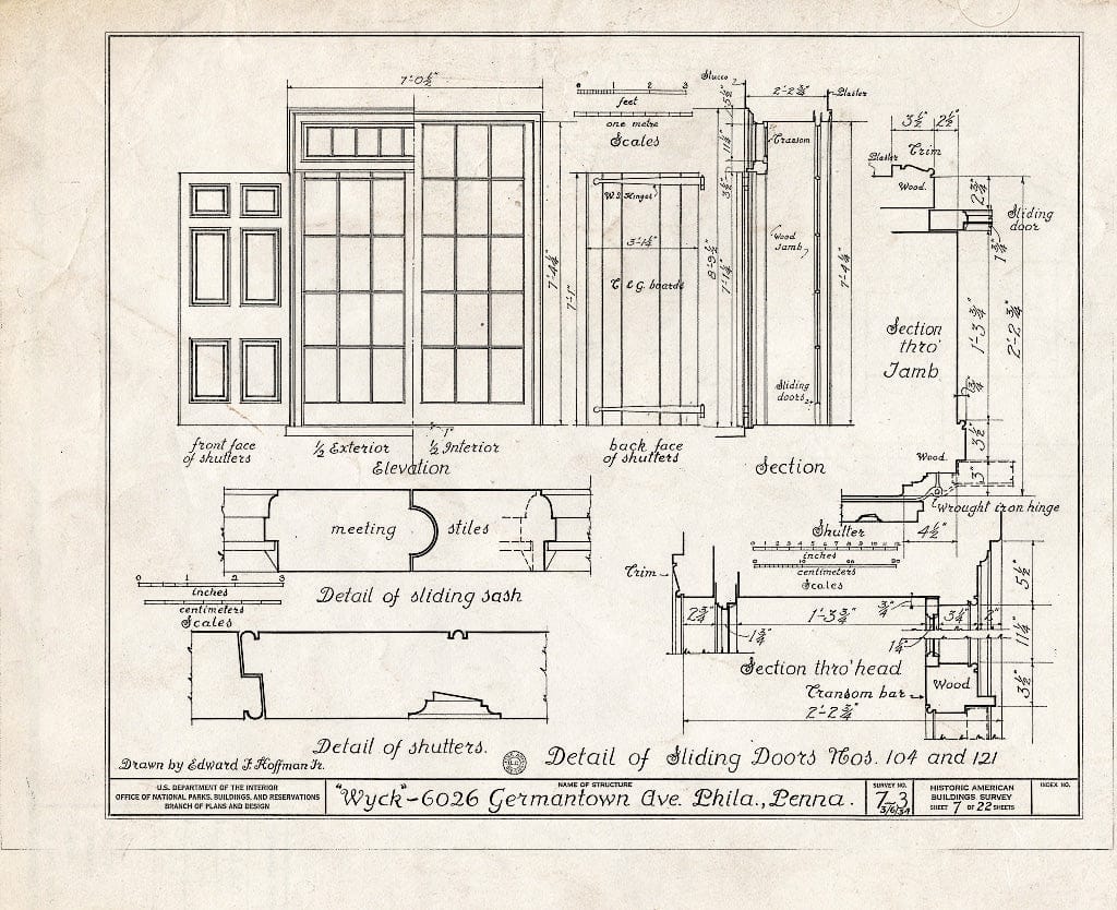 Blueprint HABS PA,51-Germ,46- (Sheet 7 of 22) - Wyck, 6026 Germantown Avenue, Philadelphia, Philadelphia County, PA