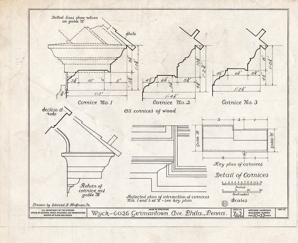 Blueprint HABS PA,51-Germ,46- (Sheet 10 of 22) - Wyck, 6026 Germantown Avenue, Philadelphia, Philadelphia County, PA