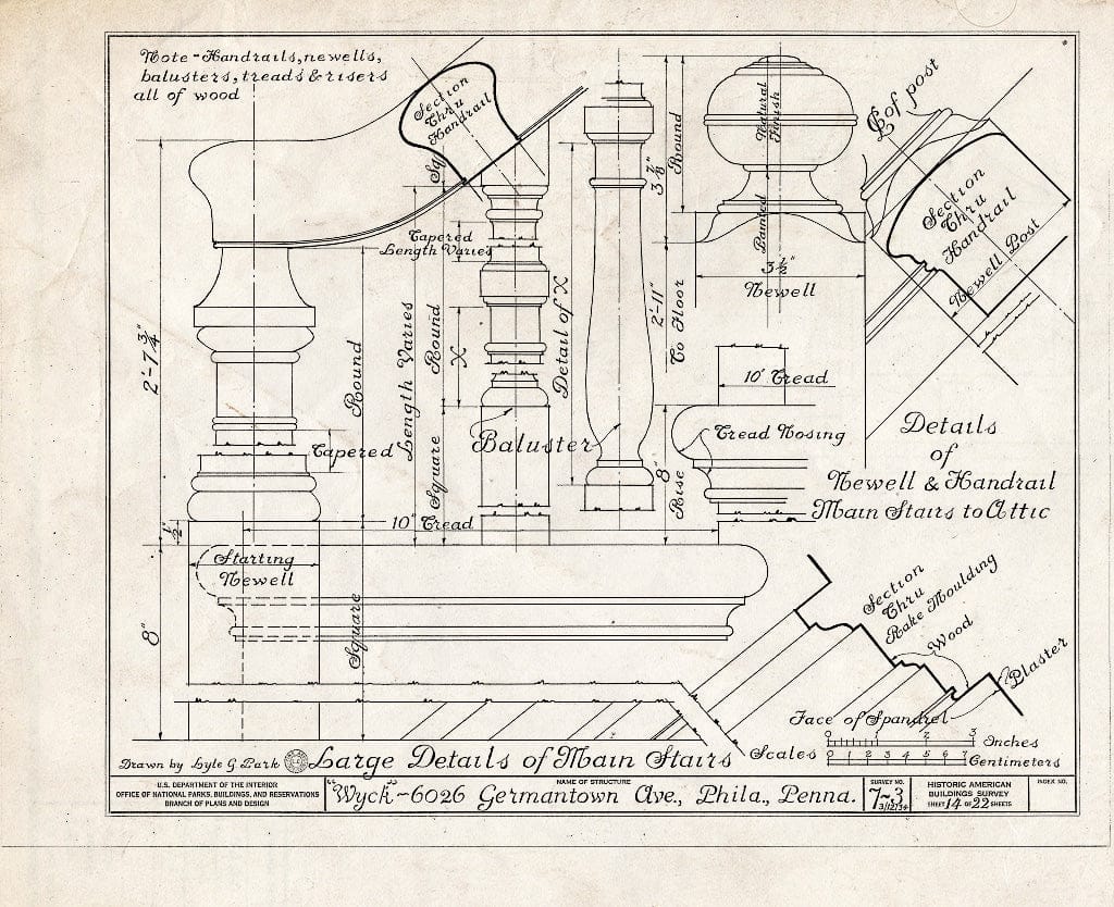 Blueprint HABS PA,51-Germ,46- (Sheet 14 of 22) - Wyck, 6026 Germantown Avenue, Philadelphia, Philadelphia County, PA