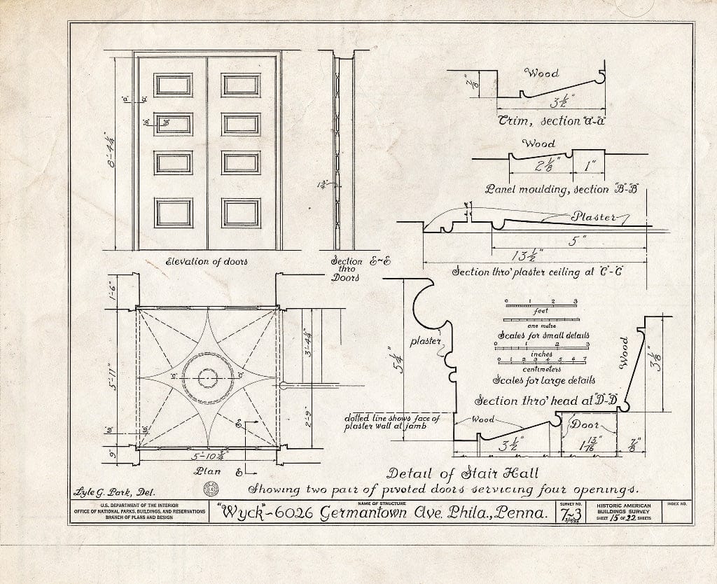 Blueprint HABS PA,51-Germ,46- (Sheet 15 of 22) - Wyck, 6026 Germantown Avenue, Philadelphia, Philadelphia County, PA