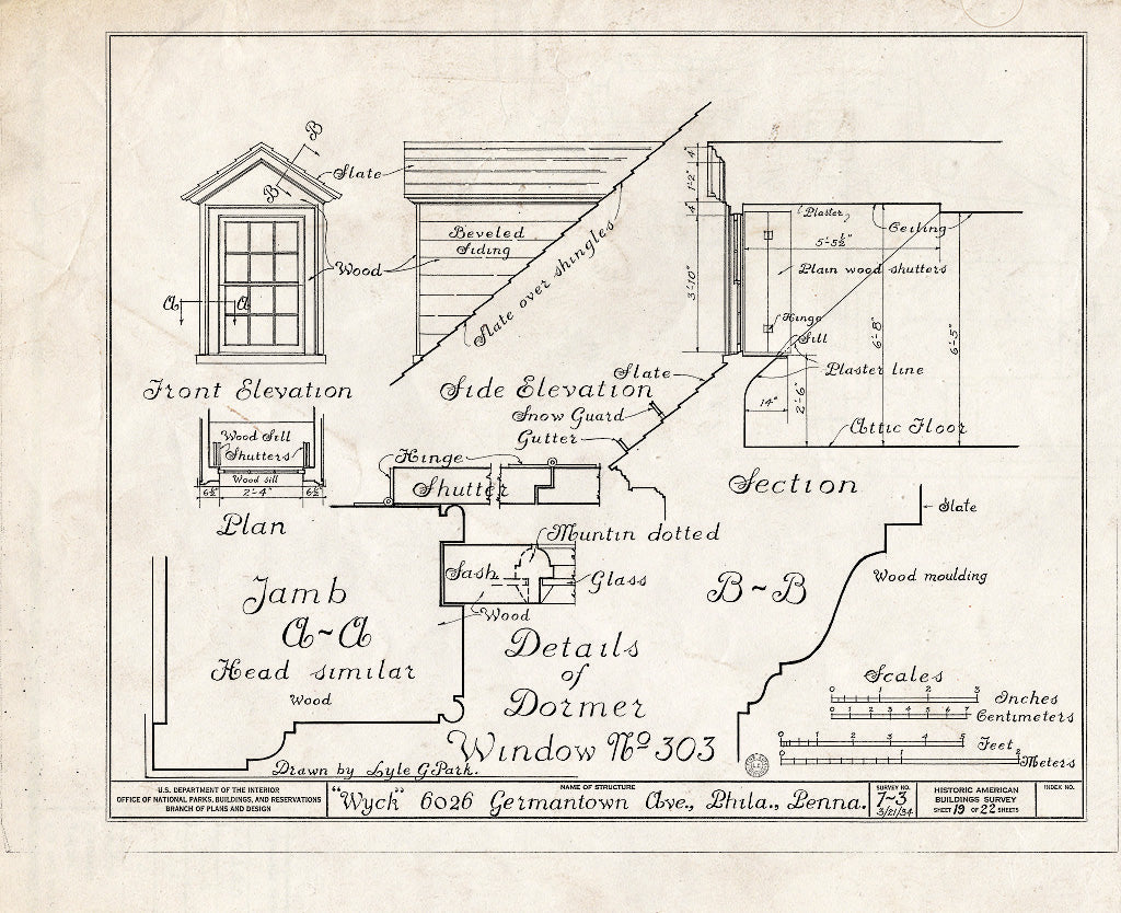 Blueprint HABS PA,51-Germ,46- (Sheet 19 of 22) - Wyck, 6026 Germantown Avenue, Philadelphia, Philadelphia County, PA