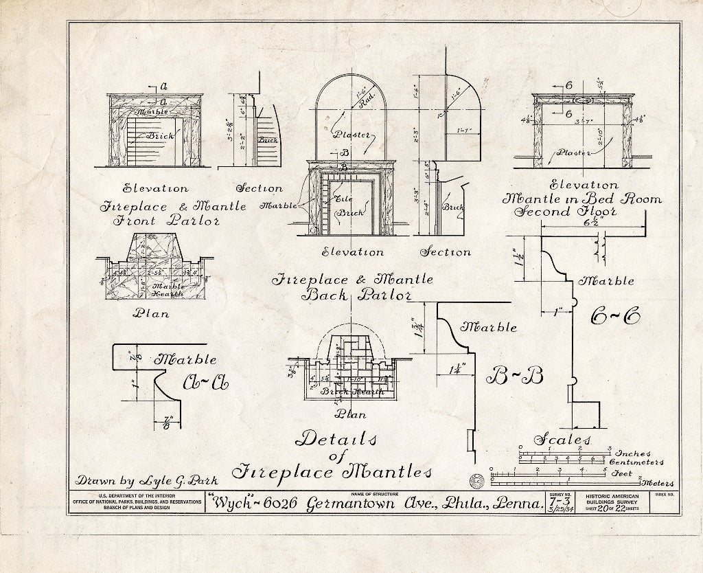 Blueprint HABS PA,51-Germ,46- (Sheet 20 of 22) - Wyck, 6026 Germantown Avenue, Philadelphia, Philadelphia County, PA