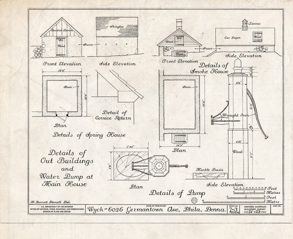 Blueprint HABS PA,51-Germ,46- (Sheet 21 of 22) - Wyck, 6026 Germantown Avenue, Philadelphia, Philadelphia County, PA