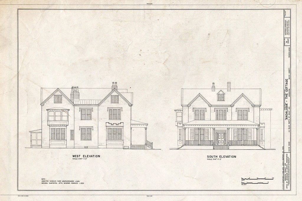Blueprint HABS PA,9-ANDA,1A- (Sheet 2 of 2) - Andalusia, The Cottage, State Road Vicinity (Bensalem Township), Andalusia, Bucks County, PA