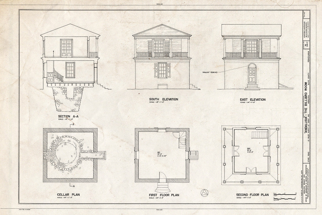 Blueprint HABS PA,9-ANDA,1C- (Sheet 1 of 1) - Andalusia, The Billiard Room (House), State Road Vicinity (Bensalem Township), Andalusia, Bucks County, PA