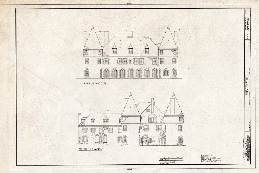 Blueprint HABS PA,52-Milf.V,4- (Sheet 6 of 8) - Grey Towers, Old Route 6, Milford, Pike County, PA