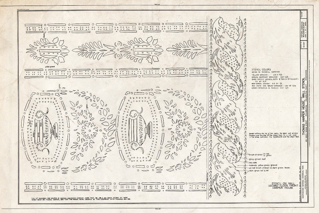 Blueprint HABS PA,51-Phila,624- (Sheet 1 of 1) - Thomas Harper House, Wall Stencil, 421 South Second Street, Philadelphia, Philadelphia County, PA