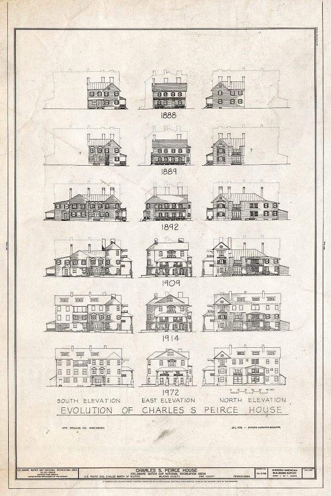 Blueprint HABS PA,52-Milf.V,2- (Sheet 1 of 1) - Charles S. Peirce House, U.S. Route 209, Milford, Pike County, PA