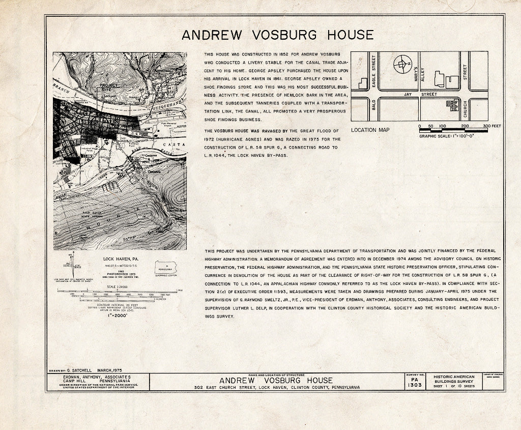 Blueprint HABS PA,18-LOKHA,2- (Sheet 1 of 10) - Andrew Vosburg House, 302 East Church Street, Lock Haven, Clinton County, PA