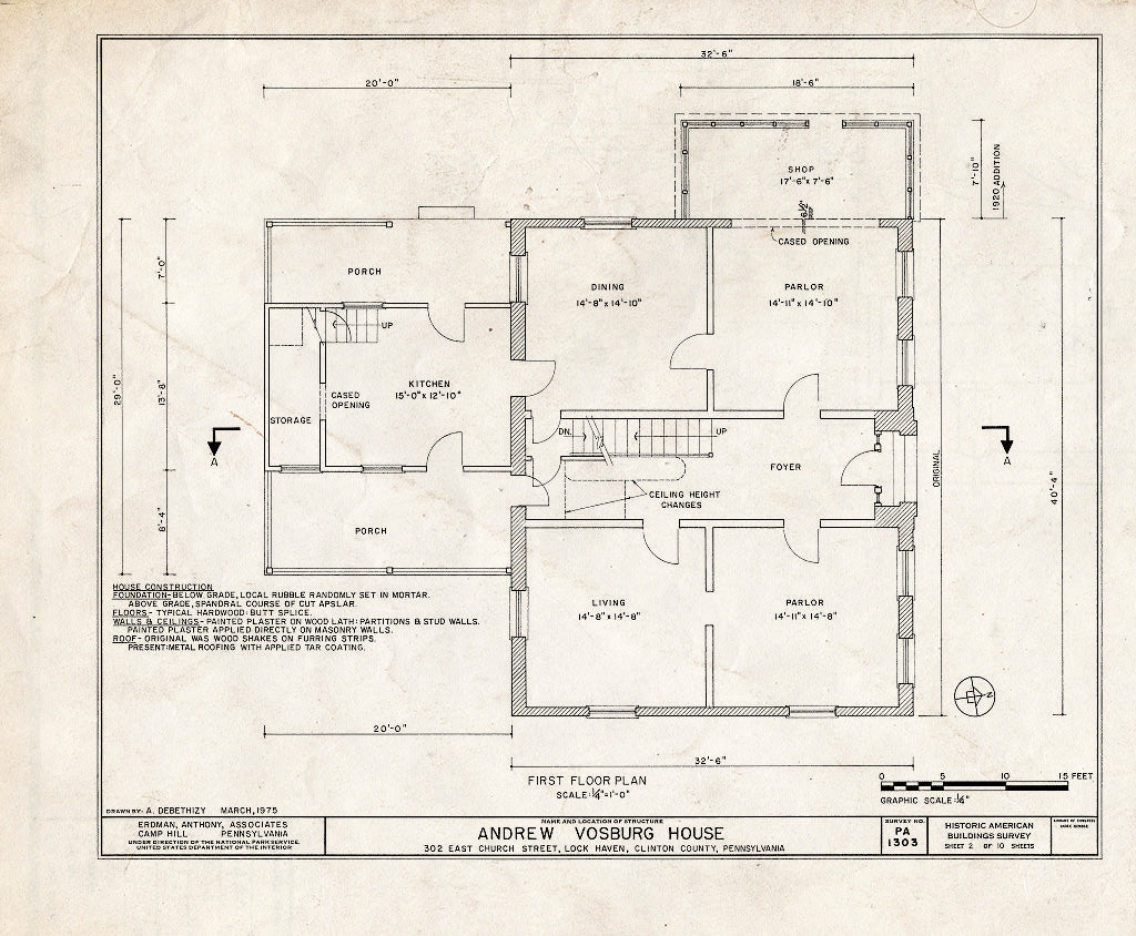 Blueprint HABS PA,18-LOKHA,2- (Sheet 2 of 10) - Andrew Vosburg House, 302 East Church Street, Lock Haven, Clinton County, PA
