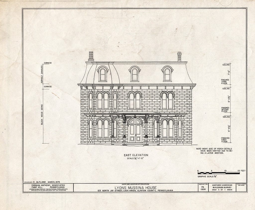 Blueprint HABS PA,18-LOKHA,3- (Sheet 5 of 11) - Lyons Mussina House, 123 North Jay Street, Lock Haven, Clinton County, PA