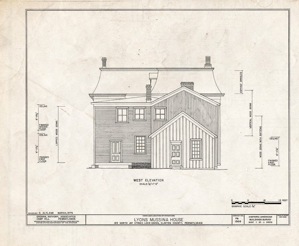 Blueprint HABS PA,18-LOKHA,3- (Sheet 7 of 11) - Lyons Mussina House, 123 North Jay Street, Lock Haven, Clinton County, PA