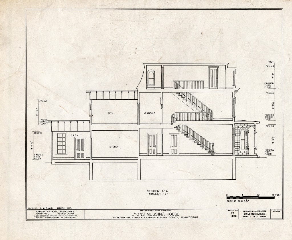 Blueprint HABS PA,18-LOKHA,3- (Sheet 9 of 11) - Lyons Mussina House, 123 North Jay Street, Lock Haven, Clinton County, PA