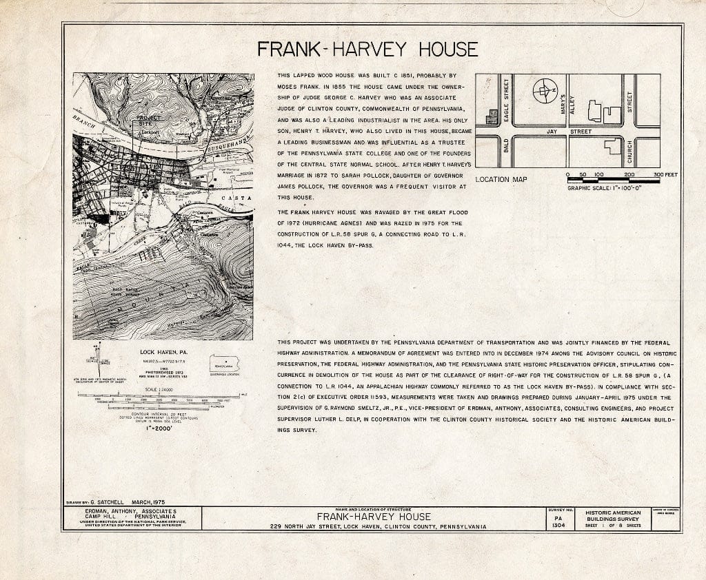 Blueprint HABS PA,18-LOKHA,4- (Sheet 1 of 8) - Frank-Harvey House, 229 North Jay Street, Lock Haven, Clinton County, PA